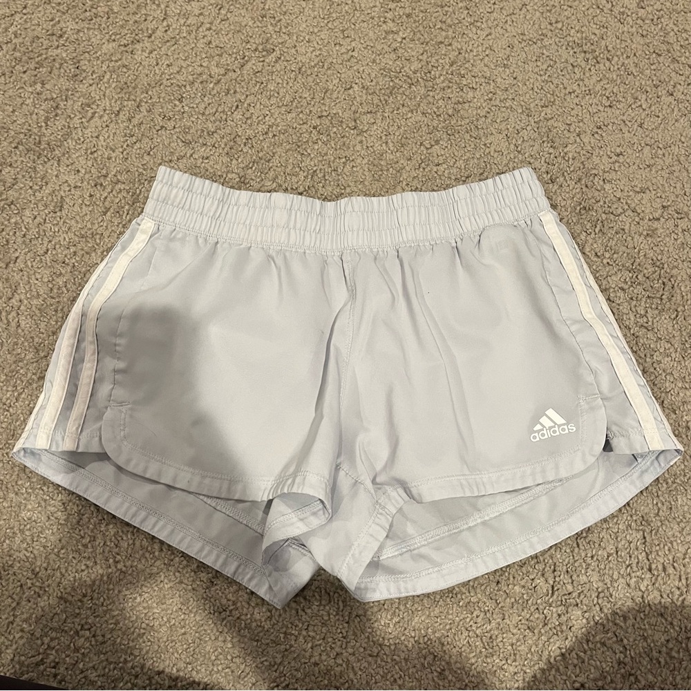 Women’s Adidas Light Blue 3 Stripe Pacer Shorts Size Small